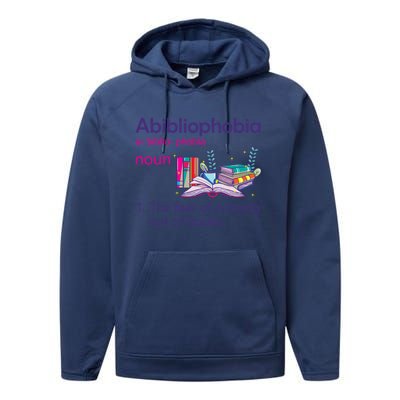 Abibliophobia Definition Reading Nerd Book Lovers Geek Gift Performance Fleece Hoodie