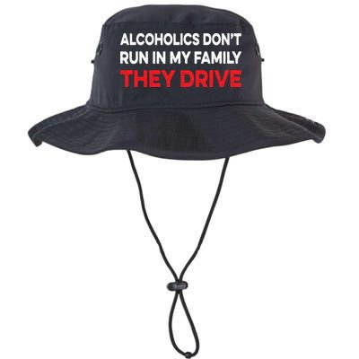 Alcoholics Dont Run In My Family They Drive Vintage Funny Bucket Hat