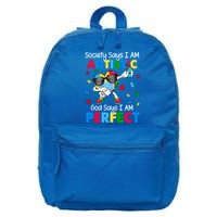 Autism Dabbing Society Say I'm Autistic God Says I'm Perfect Funny Gift 16 in Basic Backpack