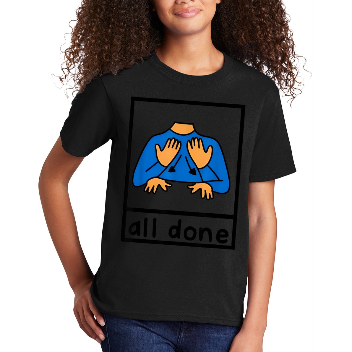 All Done Sign Language Speech Pathology Aac Sped Teacher Kids T-Shirt