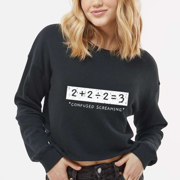 Addition Division Subtraction Equals Math Learning Ability Cropped Pullover Crew