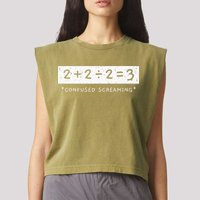 Addition Division Subtraction Equals Math Learning Ability Garment-Dyed Women's Muscle Tee
