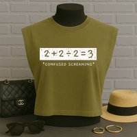 Addition Division Subtraction Equals Math Learning Ability Garment-Dyed Women's Muscle Tee