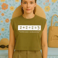 Addition Division Subtraction Equals Math Learning Ability Garment-Dyed Women's Muscle Tee