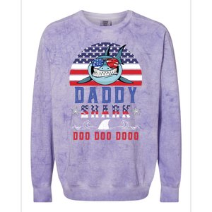 American Daddy Shark Doo Doo Doo America 4Th Of July Colorblast Crewneck Sweatshirt