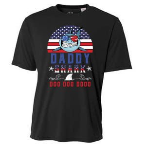 American Daddy Shark Doo Doo Doo America 4Th Of July Cooling Performance Crew T-Shirt