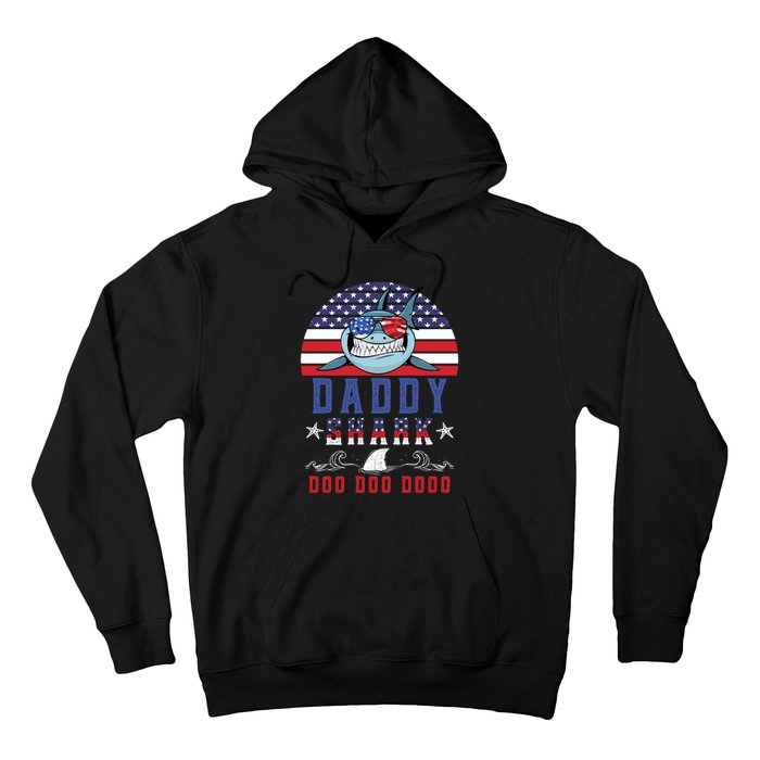 American Daddy Shark Doo Doo Doo America 4Th Of July Hoodie