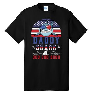 American Daddy Shark Doo Doo Doo America 4Th Of July Tall T-Shirt