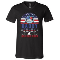 American Daddy Shark Doo Doo Doo America 4Th Of July V-Neck T-Shirt