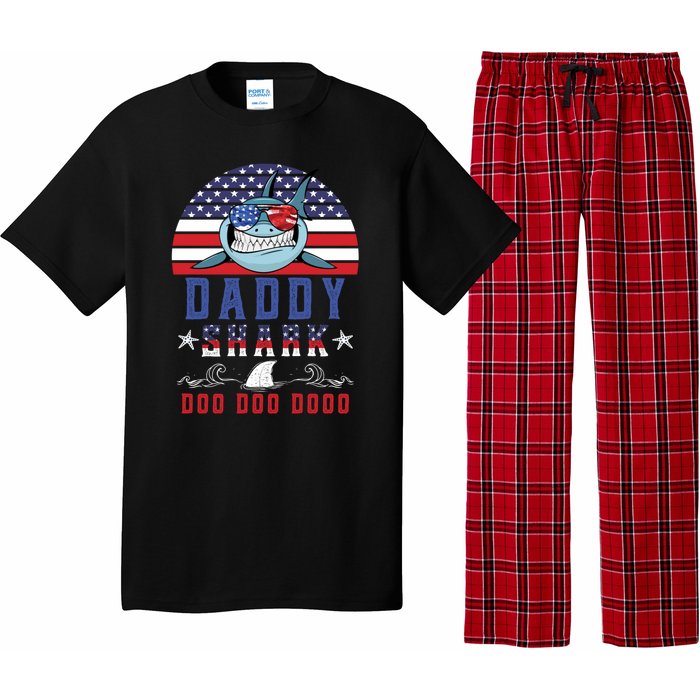 American Daddy Shark Doo Doo Doo America 4Th Of July Pajama Set