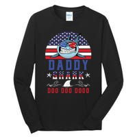 American Daddy Shark Doo Doo Doo America 4Th Of July Tall Long Sleeve T-Shirt