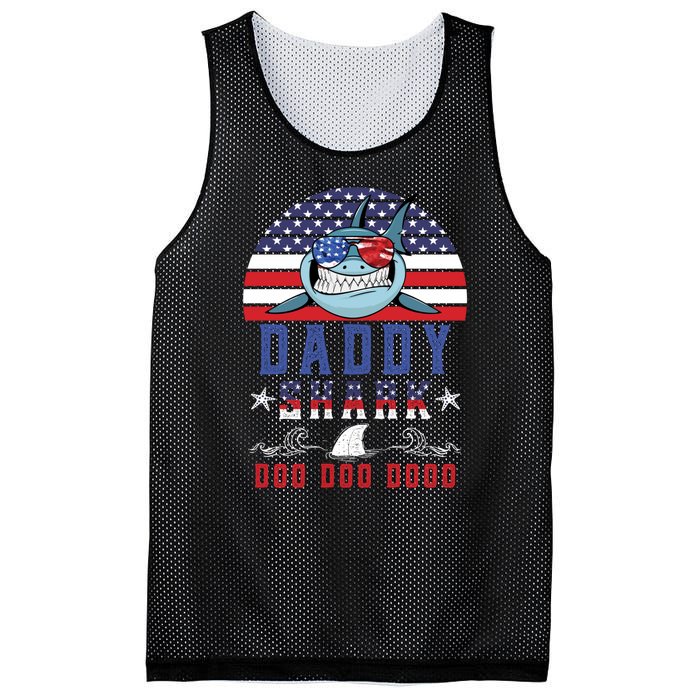 American Daddy Shark Doo Doo Doo America 4Th Of July Mesh Reversible Basketball Jersey Tank