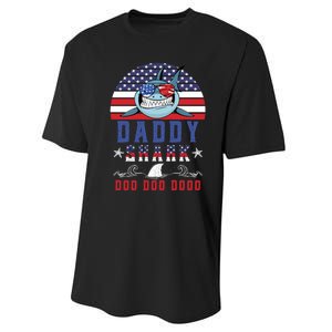 American Daddy Shark Doo Doo Doo America 4Th Of July Performance Sprint T-Shirt