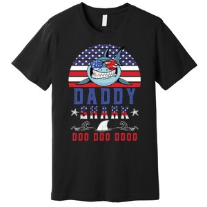 American Daddy Shark Doo Doo Doo America 4Th Of July Premium T-Shirt