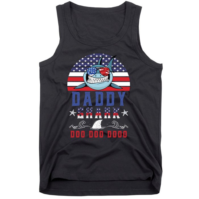 American Daddy Shark Doo Doo Doo America 4Th Of July Tank Top