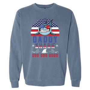 American Daddy Shark Doo Doo Doo America 4Th Of July Garment-Dyed Sweatshirt