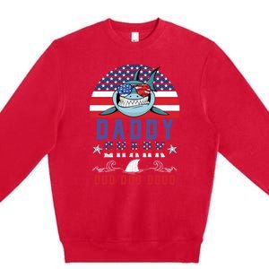 American Daddy Shark Doo Doo Doo America 4Th Of July Premium Crewneck Sweatshirt