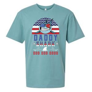 American Daddy Shark Doo Doo Doo America 4Th Of July Sueded Cloud Jersey T-Shirt