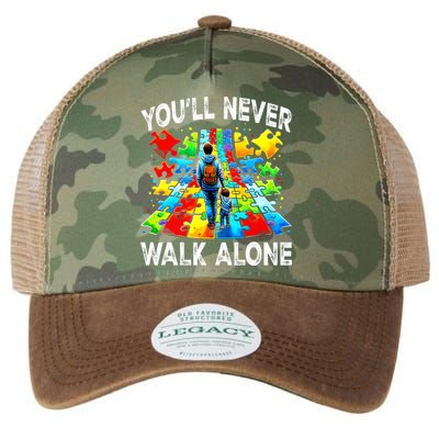 Autism Dad Support Alone Puzzle You'll Never Walk Alone  Legacy Tie Dye Trucker Hat