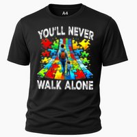 Autism Dad Support Alone Puzzle You'll Never Walk Alone  Performance Shirt
