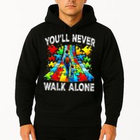 Autism Dad Support Alone Puzzle You'll Never Walk Alone  Hoodie