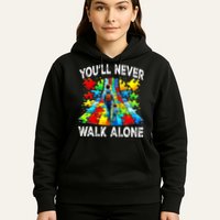 Autism Dad Support Alone Puzzle You'll Never Walk Alone  Hoodie