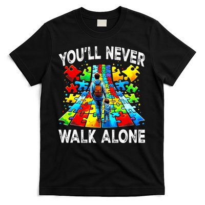 Autism Dad Support Alone Puzzle You'll Never Walk Alone  T-Shirt