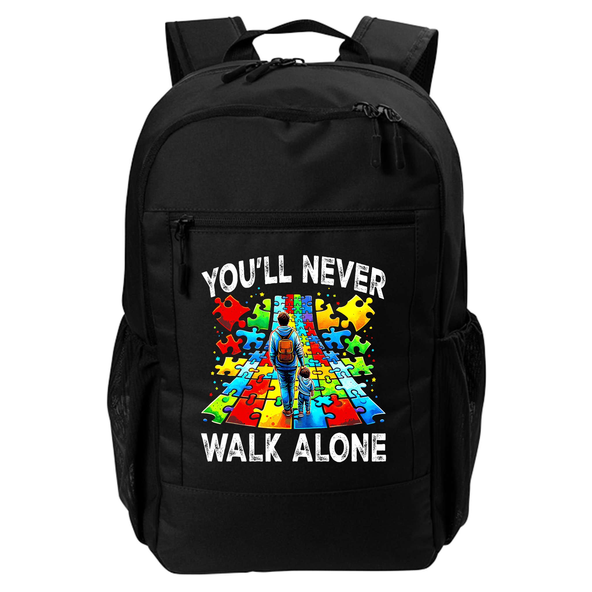 Autism Dad Support Alone Puzzle You'll Never Walk Alone  Backpack