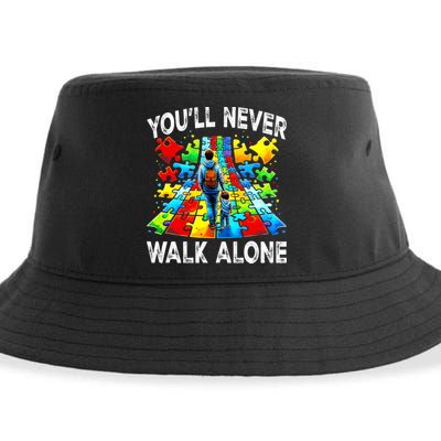 Autism Dad Support Alone Puzzle You'll Never Walk Alone  Sustainable Bucket Hat