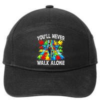 Autism Dad Support Alone Puzzle You'll Never Walk Alone  7-Panel Snapback Hat