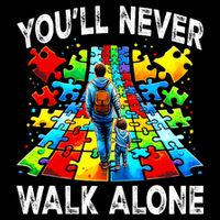 Autism Dad Support Alone Puzzle You'll Never Walk Alone  7-Panel Snapback Hat
