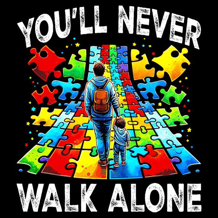 Autism Dad Support Alone Puzzle You'll Never Walk Alone  7-Panel Snapback Hat