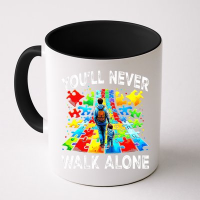 Autism Dad Support Alone Puzzle You'll Never Walk Alone  Mug