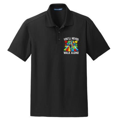 Autism Dad Support Alone Puzzle You'll Never Walk Alone  Dry Zone Grid Polo