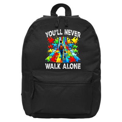 Autism Dad Support Alone Puzzle You'll Never Walk Alone  16 in Basic Backpack