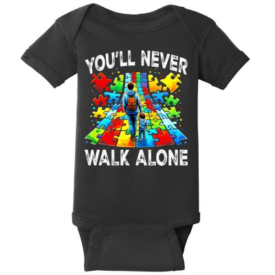 Autism Dad Support Alone Puzzle You'll Never Walk Alone  Baby Bodysuit