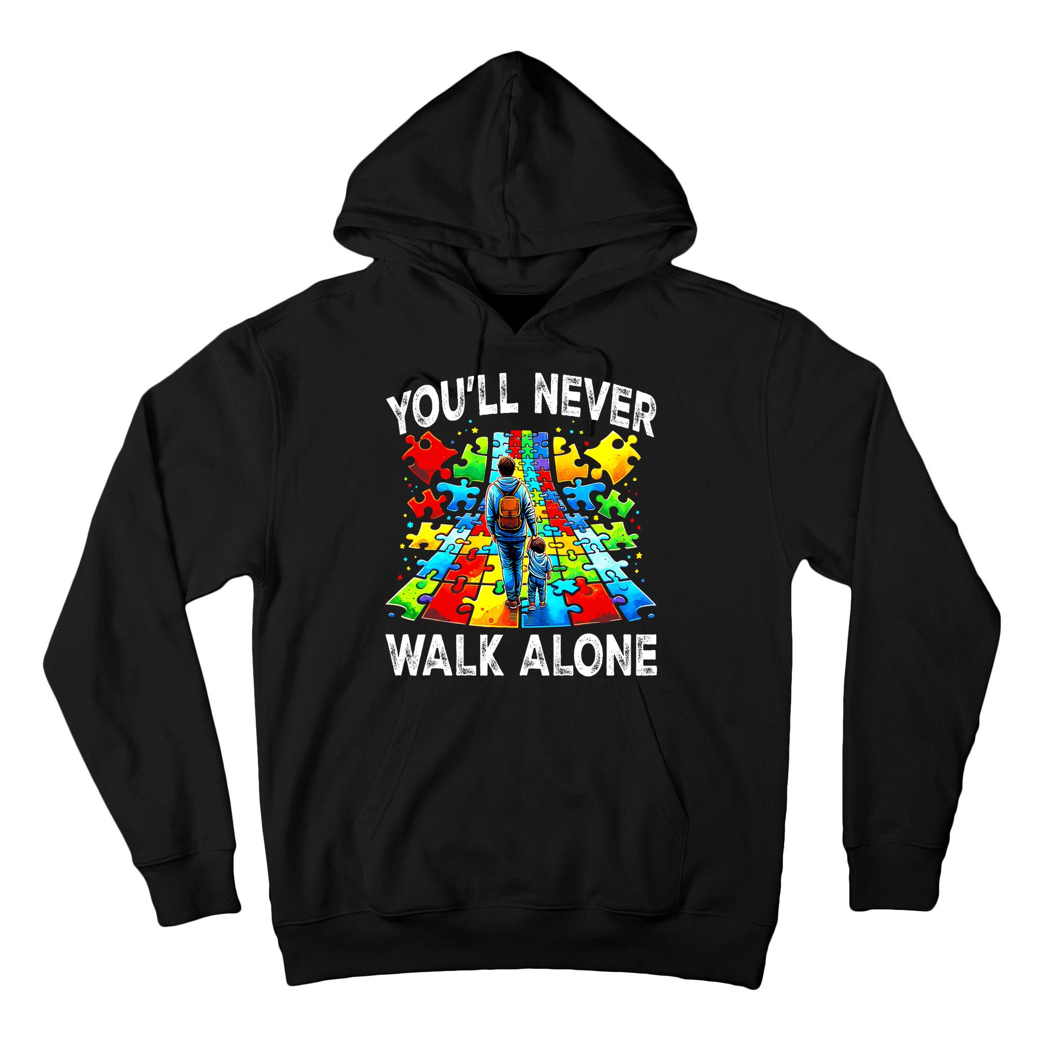Autism Dad Support Alone Puzzle You'll Never Walk Alone  Tall Hoodie