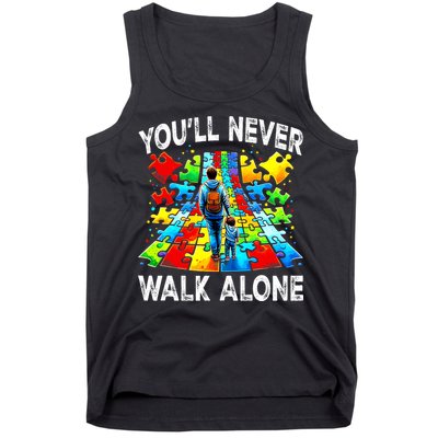 Autism Dad Support Alone Puzzle You'll Never Walk Alone  Tank Top