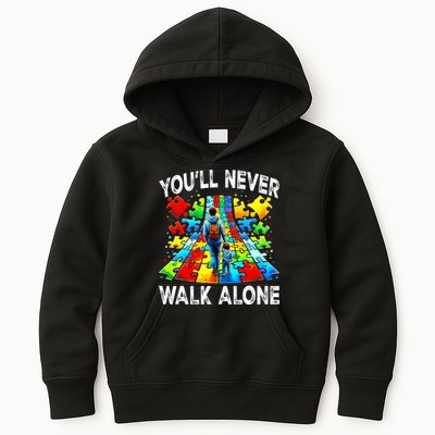 Autism Dad Support Alone Puzzle You'll Never Walk Alone  Kids Hoodie