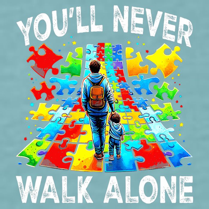 Autism Dad Support Alone Puzzle You'll Never Walk Alone  Sueded Cloud Jersey T-Shirt