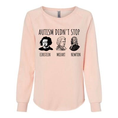 Autism Didn't Stop Einstein Mozart Newton Inspirational Autism Awareness Month Womens California Wash Sweatshirt