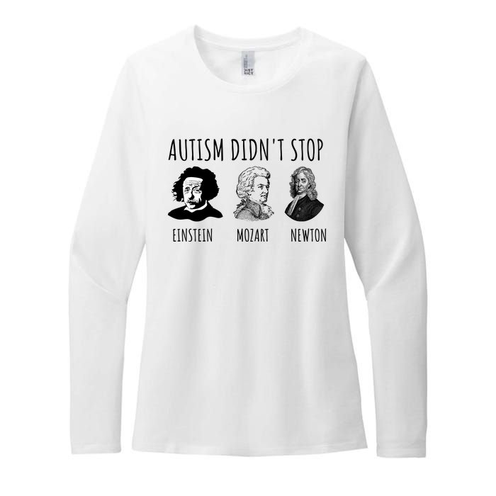 Autism Didn't Stop Einstein Mozart Newton Inspirational Autism Awareness Month Womens CVC Long Sleeve Shirt