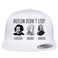 Autism Didn't Stop Einstein Mozart Newton Inspirational Autism Awareness Month Flat Bill Trucker Hat