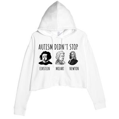 Autism Didn't Stop Einstein Mozart Newton Inspirational Autism Awareness Month Crop Fleece Hoodie