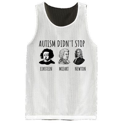 Autism Didn't Stop Einstein Mozart Newton Inspirational Autism Awareness Month Mesh Reversible Basketball Jersey Tank