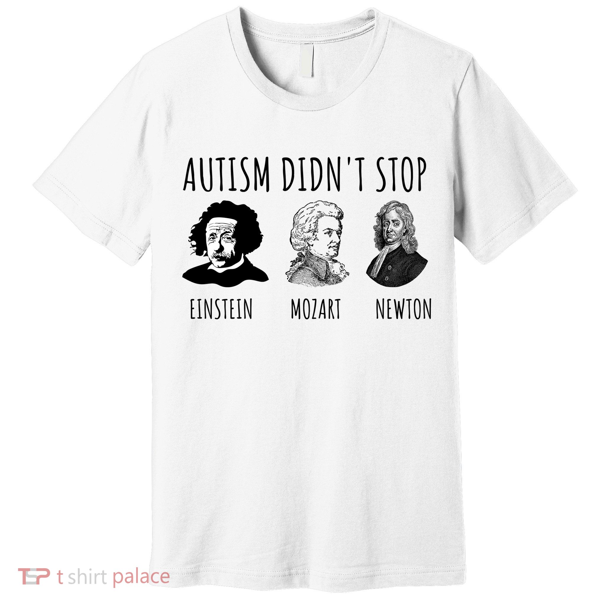 Autism Didn't Stop Einstein Mozart Newton Inspirational Autism Awareness Month Premium T-Shirt