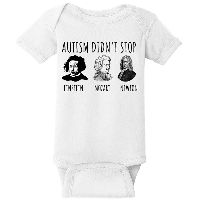 Autism Didn't Stop Einstein Mozart Newton Inspirational Autism Awareness Month Baby Bodysuit