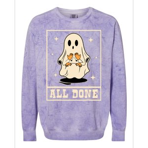 All Done Sign Language Speech Halloween Ghost Teacher Sped Colorblast Crewneck Sweatshirt