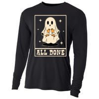 All Done Sign Language Speech Halloween Ghost Teacher Sped Cooling Performance Long Sleeve Crew