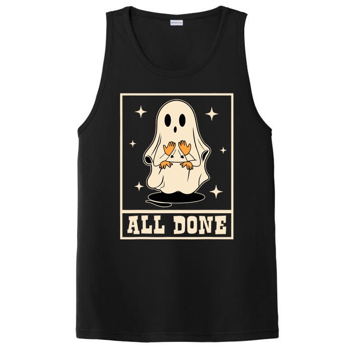 All Done Sign Language Speech Halloween Ghost Teacher Sped PosiCharge Competitor Tank